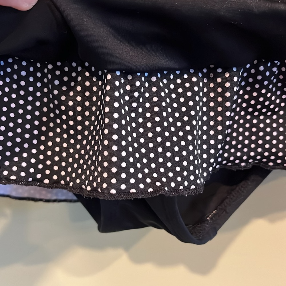 Ocean 24 Black w/White Polka Dots Skirted Ruche Bathing Suit Bottoms. Size L - Picture 3 of 9